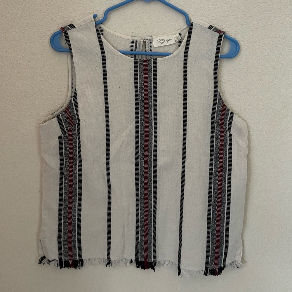 RD Style: Cream/Black/Red Striped Tank Top (Excellent Condition)